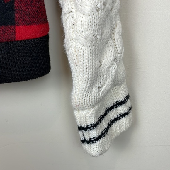 Thread & Supply | Buffalo Plaid Jacket with Cable Sweater Sleeves; Size XS - Picture 5 of 17